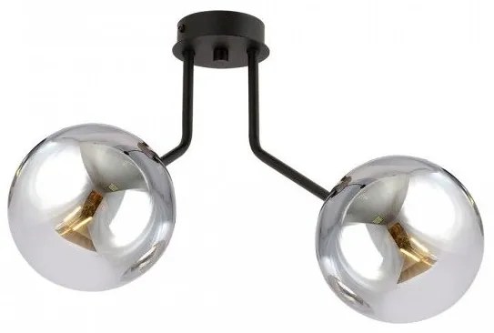 Φωτιστικό Οροφής 2xE14 Ατσάλι-Γυαλί Μαύρο NOVA Made in Poland Emibig 1140/2 Ανθρακί