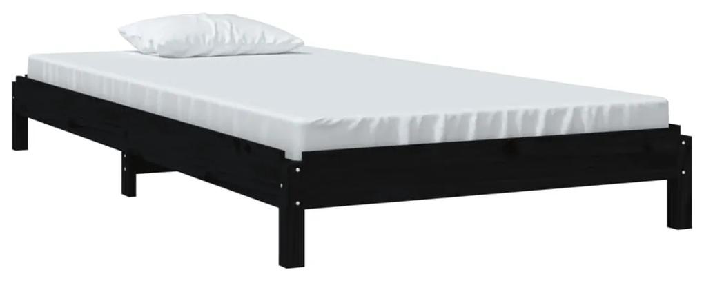 vidaXL Κρεβάτι Στοιβαζόμενο Μαύρο 90 x 190 εκ. από Μασίφ Ξύλο Πεύκου