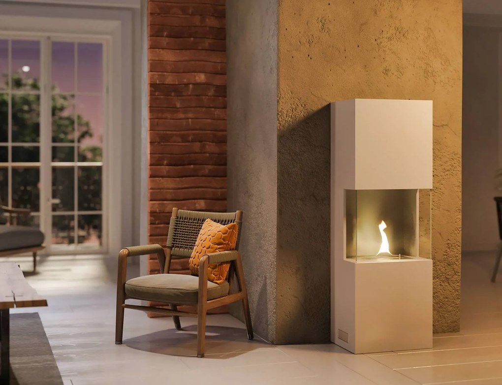 Τζάκι Indie Tenderflame με διάρκεια καύσης 3 - 4 ώρες, χωρητικότητα δεξαμενής 1000ml και διαστάσεις 50x34x170cm - White