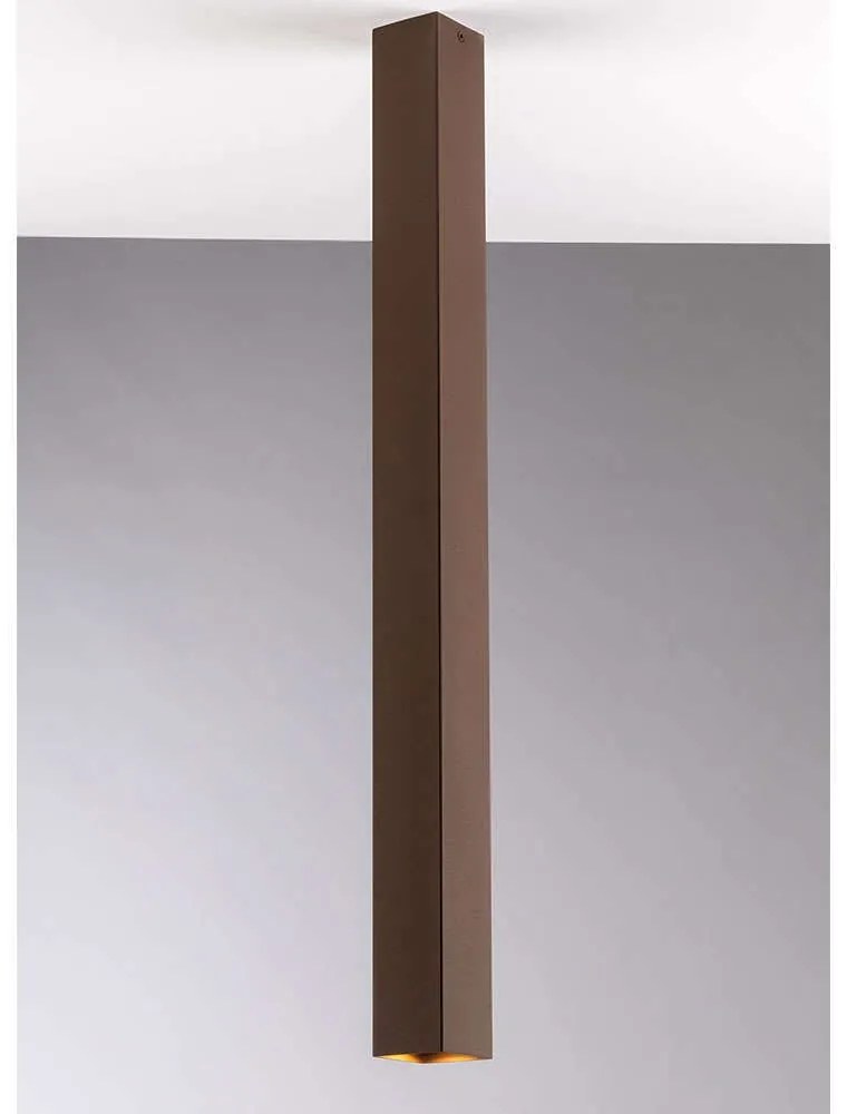 Φωτιστικό Οροφής - Πλαφονιέρα Fluke I-FLUKE-PLQ75 BRO 1xGU10 6x6x75cm Rust Luce Ambiente Design Metal