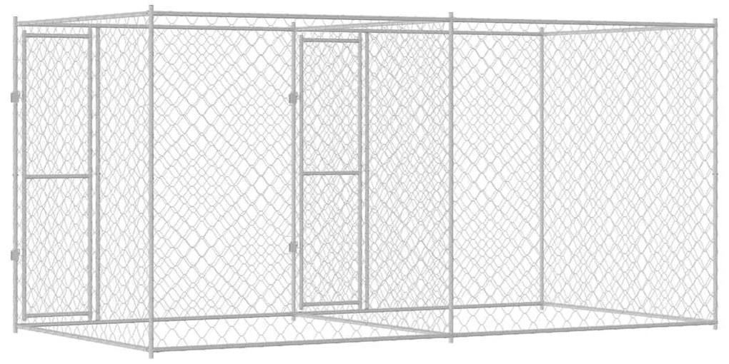 vidaXL Κλουβί σκύλου Ασημί 400 x 200 x 200 εκ. Επικαλυμμένος Χάλυβας