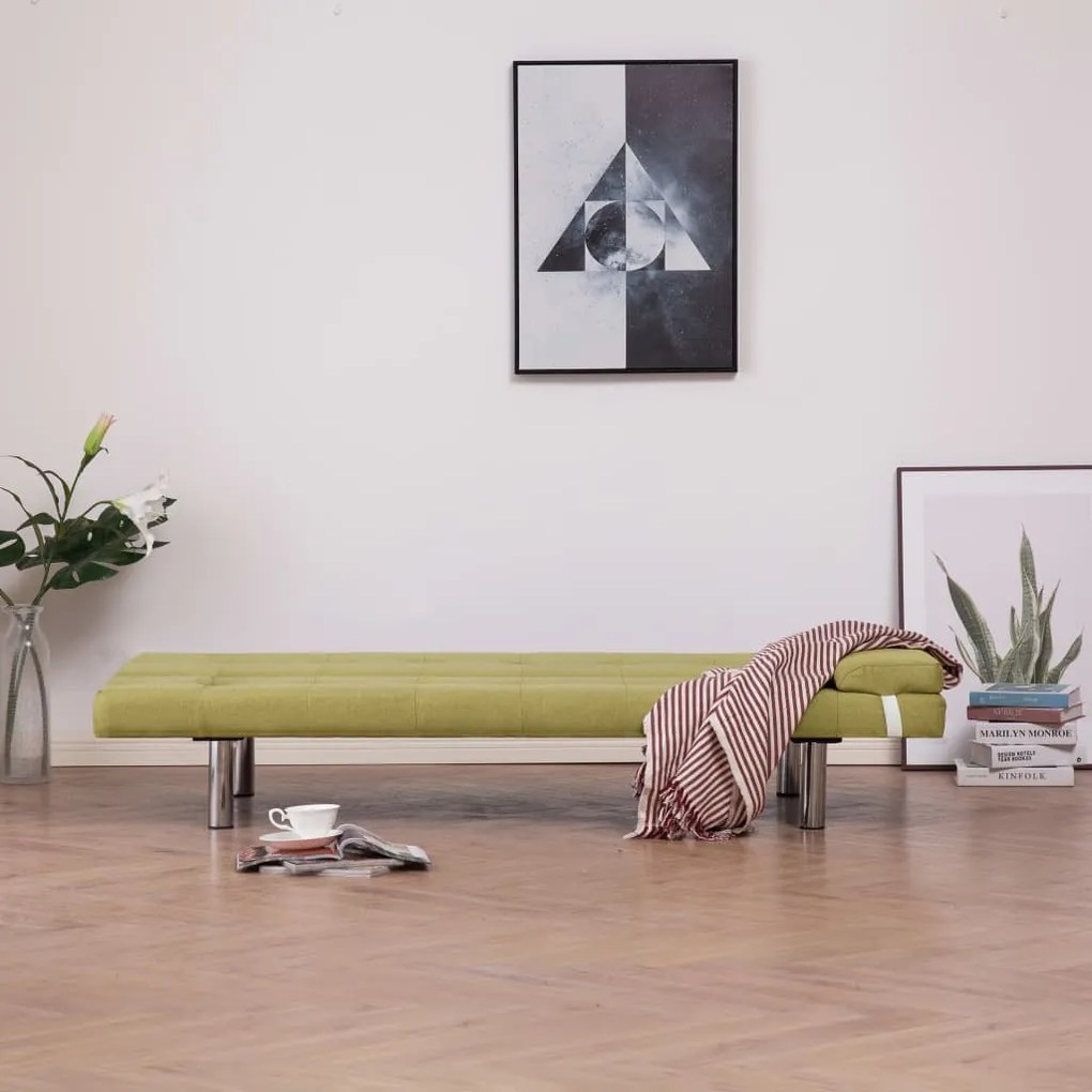 vidaXL Καναπές - Κρεβάτι με Δύο Μαξιλάρια Πράσινος από Πολυεστέρα