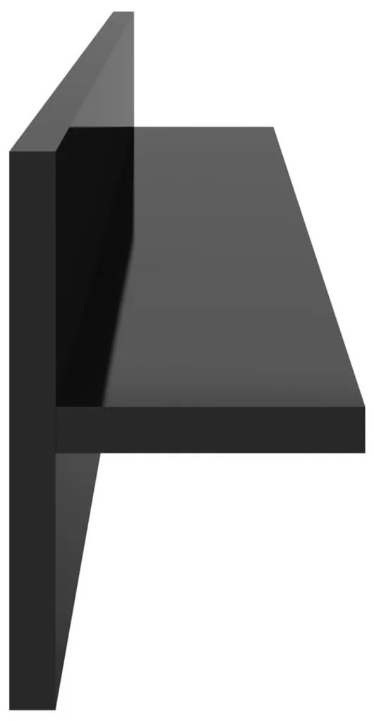 Ραφιέρες Τοίχου 2τεμ Γυαλιστερό Μαύρο 80x11,5x18 εκ Μοριοσανίδα - Μαύρο