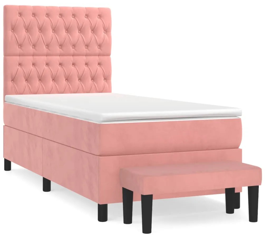 ΚΡΕΒΑΤΙ BOXSPRING ΜΕ ΣΤΡΩΜΑ ΡΟΖ 90X200 ΕΚ. ΒΕΛΟΥΔΙΝΟ 3138006