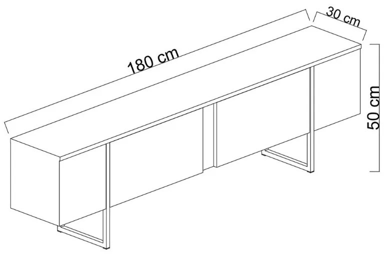 Έπιπλο τηλεόρασης Luxe Megapap χρώμα καρυδί - χρυσό 180x30x50εκ.