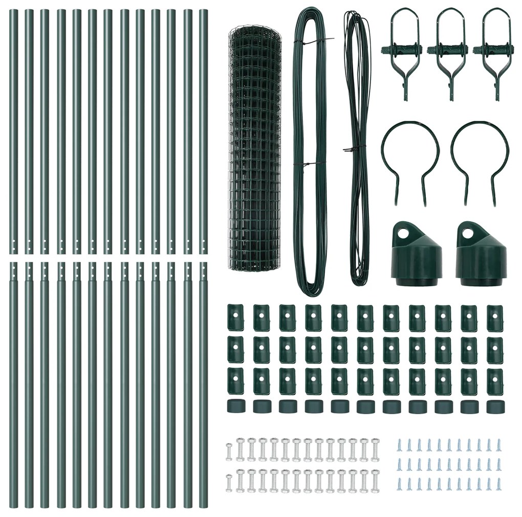 vidaXL Euro Fence με 13 Στήλες 1x25 μ Γαλβανισμένο Ατσάλι Πράσινο