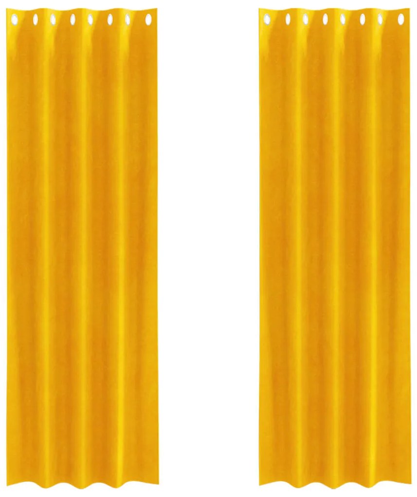 vidaXL Κουρτίνες 2 pcs Χαμομηλί κίτρινο 140 x 225 cm Βελούδο