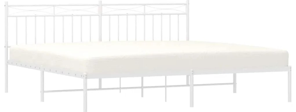 vidaXL Πλαίσιο Κρεβατιού με Κεφαλάρι Λευκό 193 x 203 εκ. Μεταλλικό
