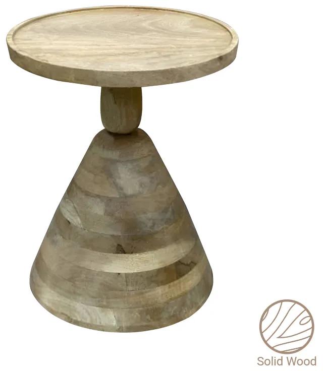 Βοηθητικό τραπέζι Spello Inart white wash-φυσικό μασίφ mango ξύλο Φ38x46εκ Υλικό: MANGO 297-000009