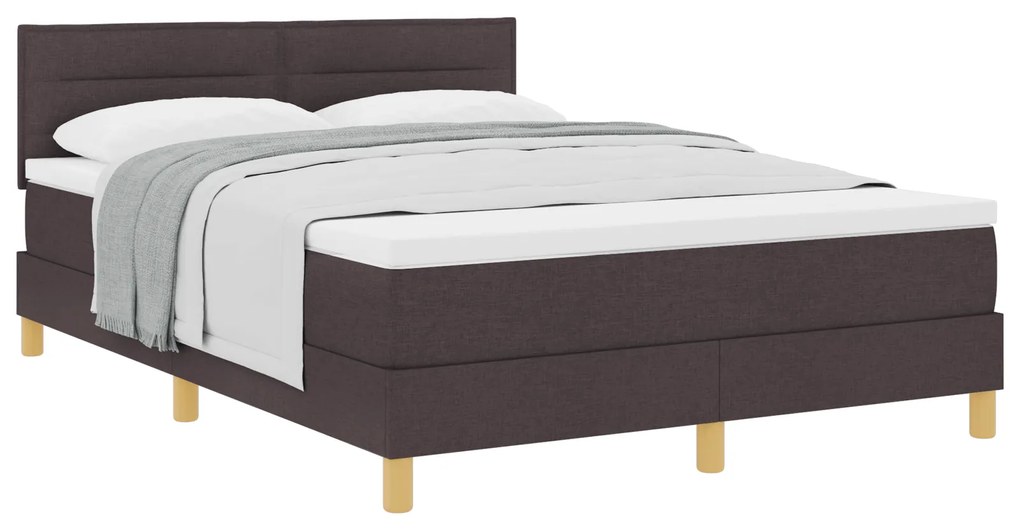 vidaXL Κρεβάτι με Βάθρο και Στρώμα Σκούρο Καφέ 140x200 εκ. Υφασμάτινο