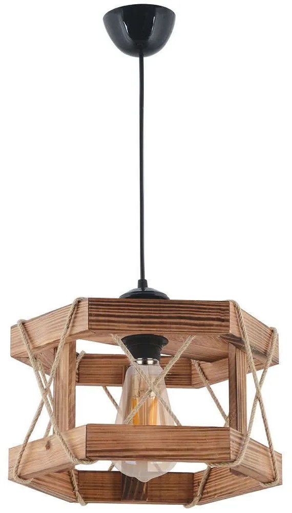 Φωτιστικό Οροφής Hexagonal 390FLH1845 26x30x65cm 1xE27 40W Natural-Black Opviq