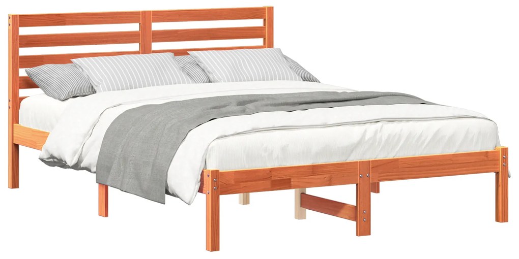 vidaXL Σκελετός Κρεβατιού Καφέ κεριού 140 x 190 cm Μασίφ ξύλο πεύκου