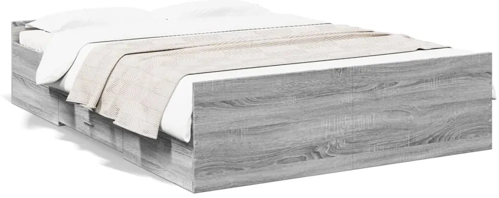 vidaXL Πλαίσιο Κρεβατιού με συρτάρια Γκρι sonoma 120x200εκ. Επεξ. Ξύλο