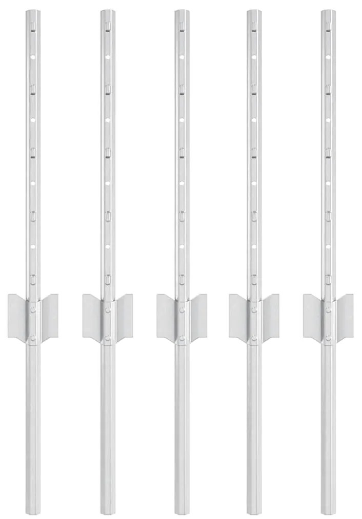 vidaXL Πό posts φράχτη 5 pcs Ασημί 40 cm Γαλβανισμένος χάλυβας