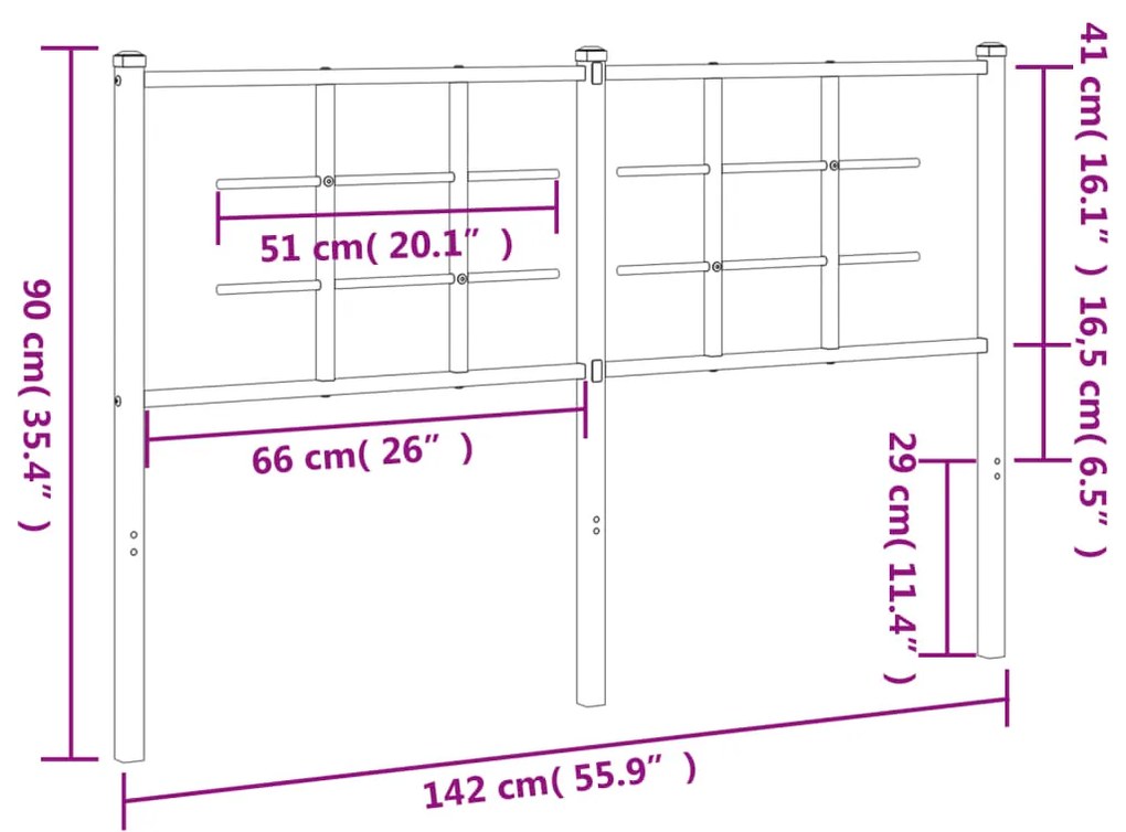 vidaXL Κεφαλάρι Μαύρο 135 εκ. Μεταλλικό