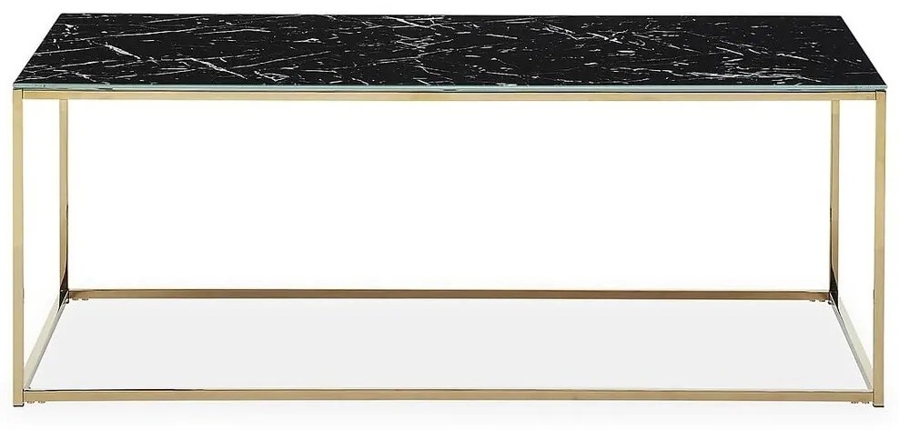 Τραπεζάκι σαλονιού Concept 55 204, Ορείχαλκος, Μαύρο, 45x60x120cm, Γυαλί, Γωνιακό | Epipla1.gr