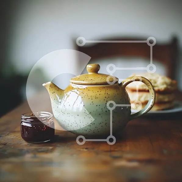 Intra Συλλεκτικό Ξύλινο Παζλ Plywood  4mm - Cozy Tea Time Setup με Teapot και Scones Σε Ξύλινο Κουτί - Διαστάσεις: 10x10 cm – 25 κομμάτια