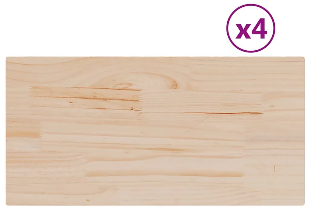 vidaXL Επιφάνειες Τραπεζιού Ορθογώνιες 4 τεμ. 90x45x2,5 εκ Μασίφ Πεύκο