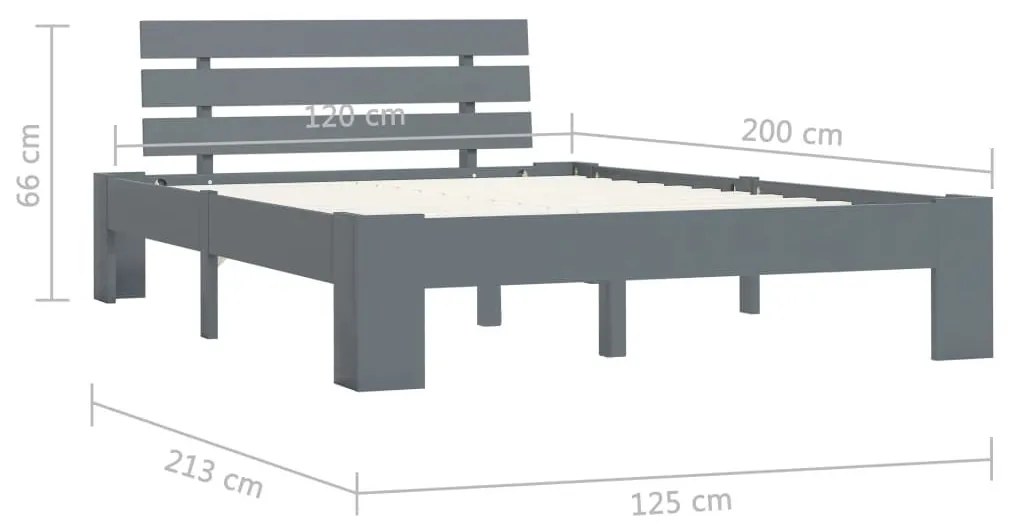 Πλαίσιο Κρεβατιού Γκρι 120 x 200 εκ. από Μασίφ Ξύλο Πεύκου - Γκρι