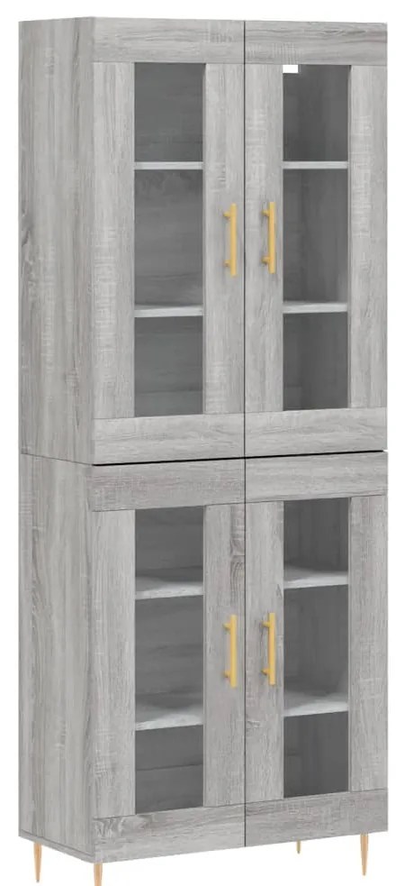 vidaXL Ντουλάπι Γκρι Sonoma 69,5 x 34 x 180 εκ. Επεξεργασμένο Ξύλο