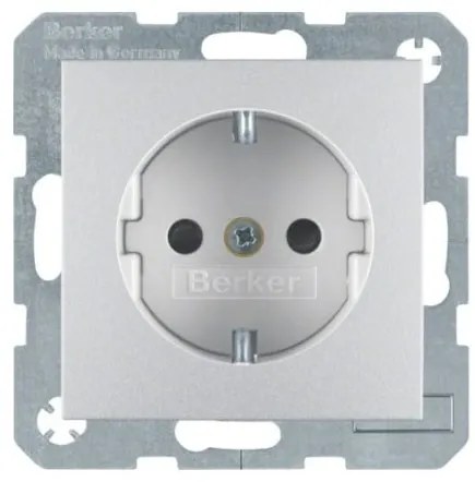 Πρίζα Σούκο Ασφαλείας Αλουμίνιο Ματ Berker 41231404 Hager-41231404-Αλουμίνιο 41231404