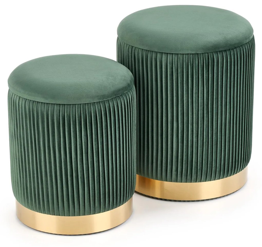 MONTY set of two stools: color: dark green DIOMMI V-CH-MONTY-PUFA-C.ZIELONY