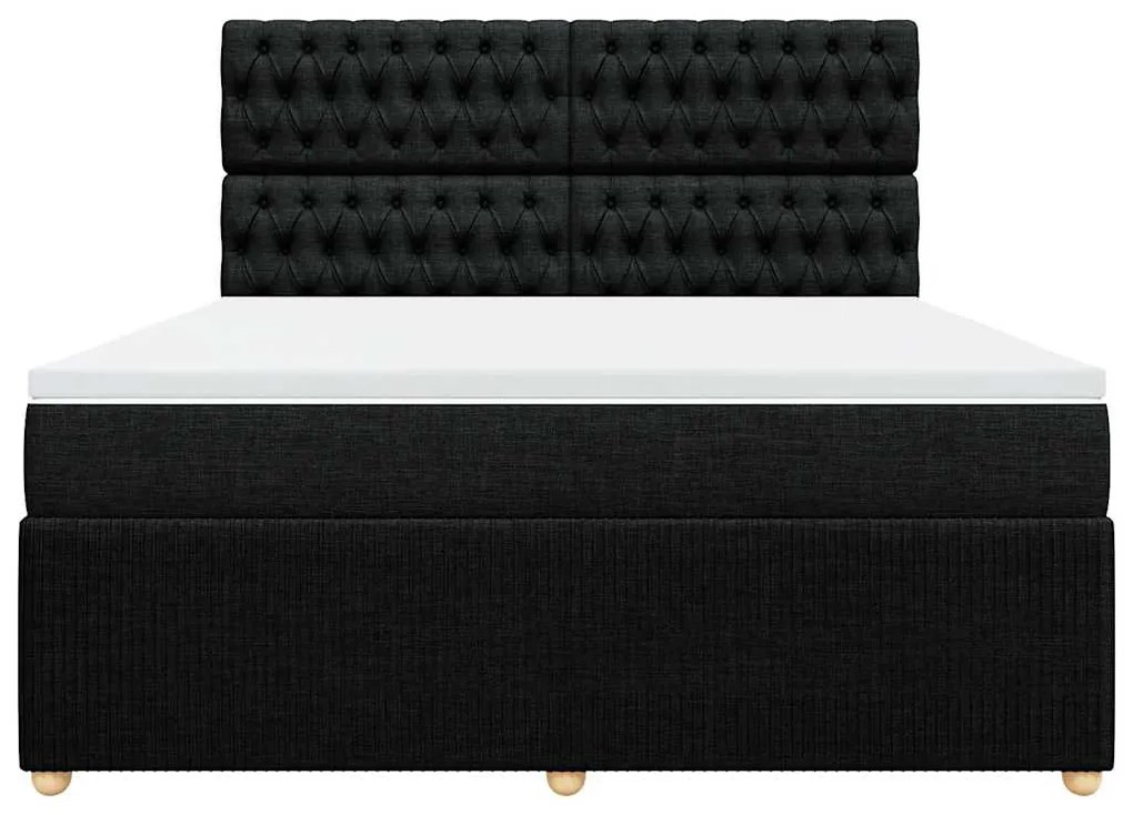 vidaXL Κρεβάτι Boxspring με Στρώμα Μαύρο 180x200 εκ. Υφασμάτινο