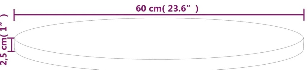 vidaXL Επιφάνεια Τραπεζιού Στρογγυλή Ø60x2,5 εκ. Μασίφ Ξύλο Δρυς