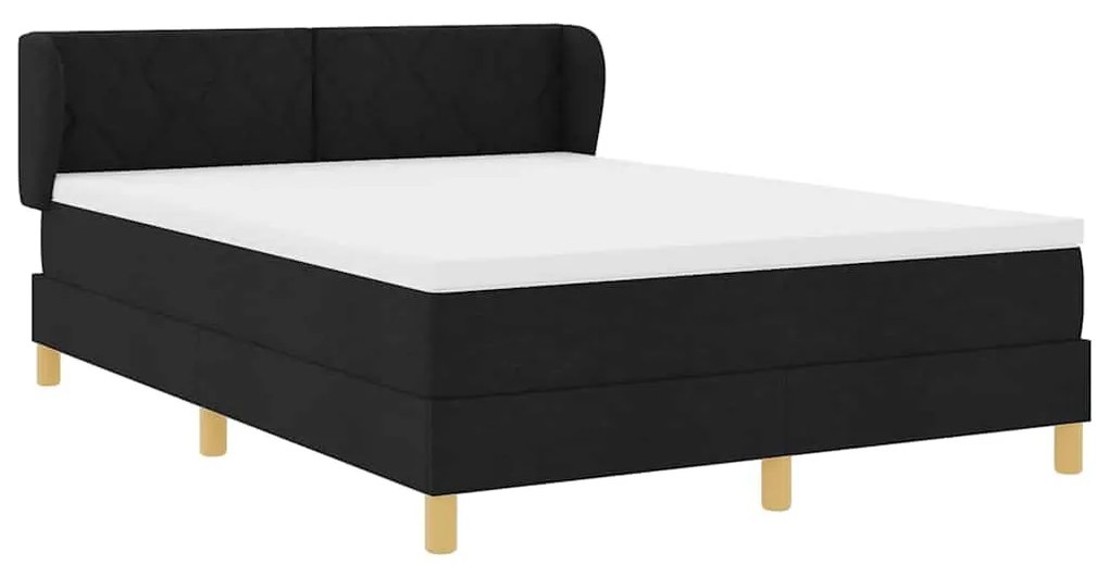vidaXL Κρεβάτι με ελατήρια με στρώμα Μαύρο 140 x 200 cm ύφασμα