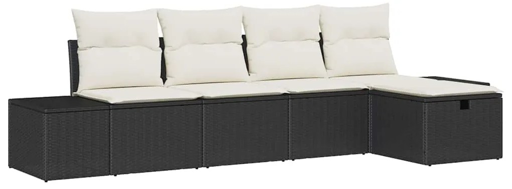 vidaXL Σετ Καναπέ Κήπου με μαξιλάρι 5 pcs Μαύρο Πολυ ράταν