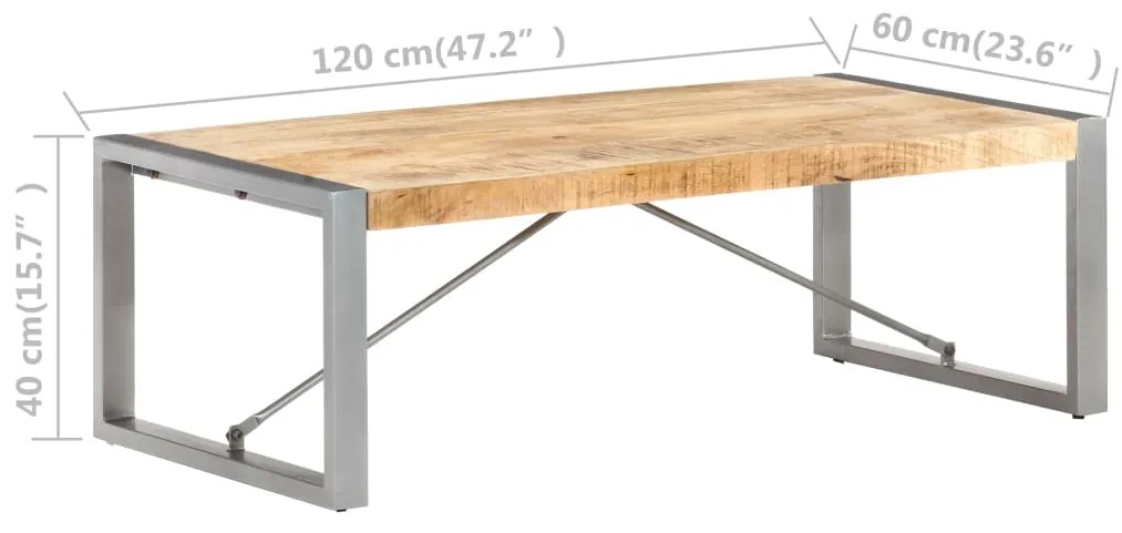 vidaXL Τραπεζάκι Σαλονιού 120 x 60 x 40 εκ. Ακατέργαστο Ξύλο Μάνγκο