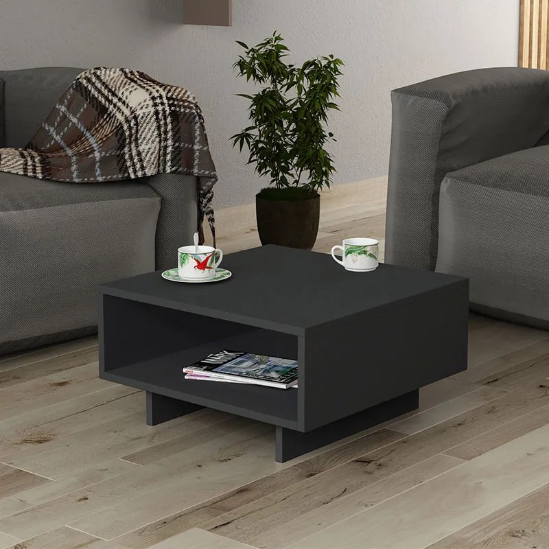 Τραπέζι σαλονιού Hola pakoworld ανθρακί 60x60x32εκ - 119-000727 - 119-000727
