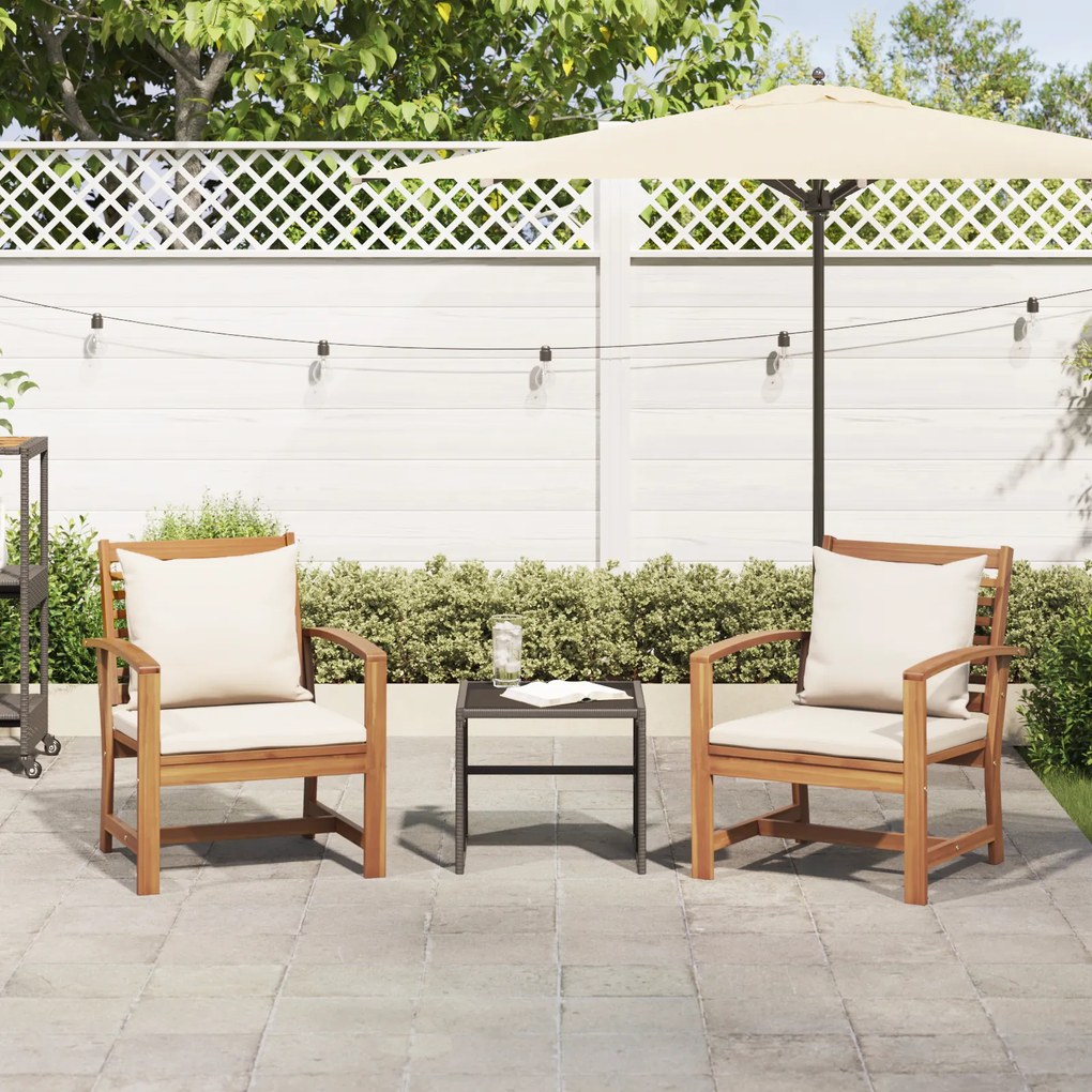vidaXL Καρέκλες Κήπου 2 pcs Φυσικό 60 x 65 x 76.5 εκ Μασίφ ξύλο teak
