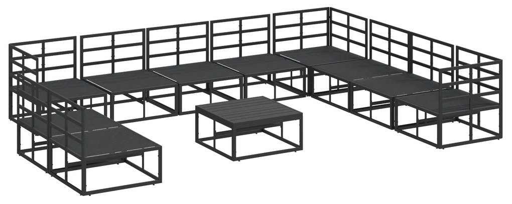 vidaXL Σετ Καναπέ Κήπου με μαξιλάρι 11 pcs Μαύρο Αλουμίνιο