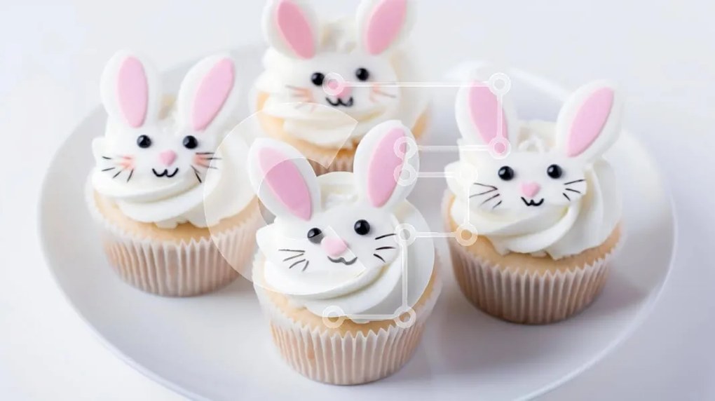 Intra Συλλεκτικό Ξύλινο Παζλ Plywood  4mm - Cupcakes με λαγουδάκι με θέμα το Πάσχα σε λευκό πιάτο Σε Ξύλινο Κουτί - Διαστάσεις: 10x10 cm – 25 κομμάτια