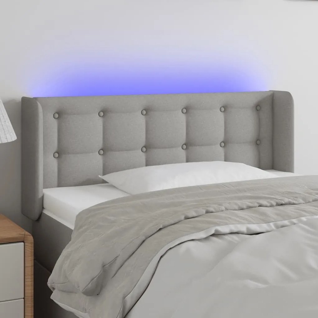 Κεφαλάρι Κρεβατιού LED Ανοιχτό Γκρι 83x16x78/88 εκ. Υφασμάτινο - Γκρι