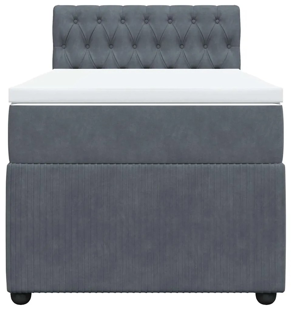 vidaXL Κρεβάτι Boxspring με Στρώμα Σκούρο Γκρι 80x200 εκ. Βελούδινο