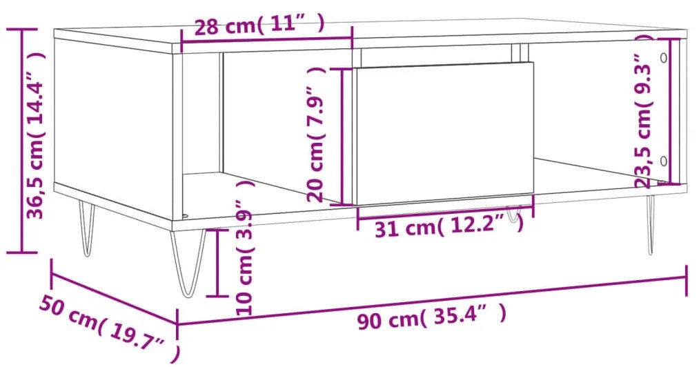 ΤΡΑΠΕΖΑΚΙ ΣΑΛΟΝΙΟΥ SONOMA ΔΡΥΣ 90X50X36,5 ΕΚ. ΕΠΕΞΕΡΓΑΣΜ. ΞΥΛΟ 830591