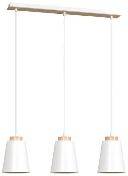 Κρεμαστό Φωτιστικό Οροφής Ράγα 3xE27 Ατσάλι και Ξύλο BOLERO Made in Poland Emibig-443/3-Λευκό 443/3