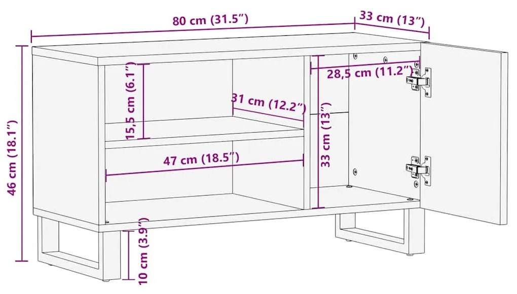 ΈΠΙΠΛΟ ΤΗΛΕΟΡΑΣΗΣ ΜΑΥΡΟ 80 X 33 X 46 ΕΚ. ΑΠΟ ΜΑΣΙΦ ΞΥΛΟ ΜΑΝΓΚΟ 4017699