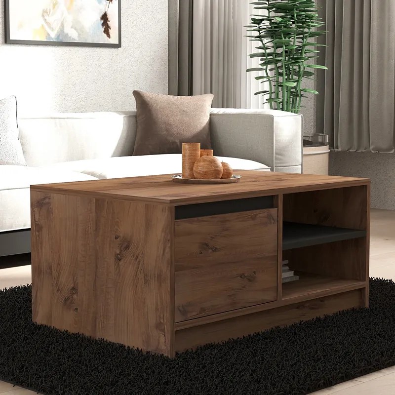 Τραπέζι σαλονιού Narli pakoworld σε sonoma απόχρωση 90x60x45εκ - 120-000511
