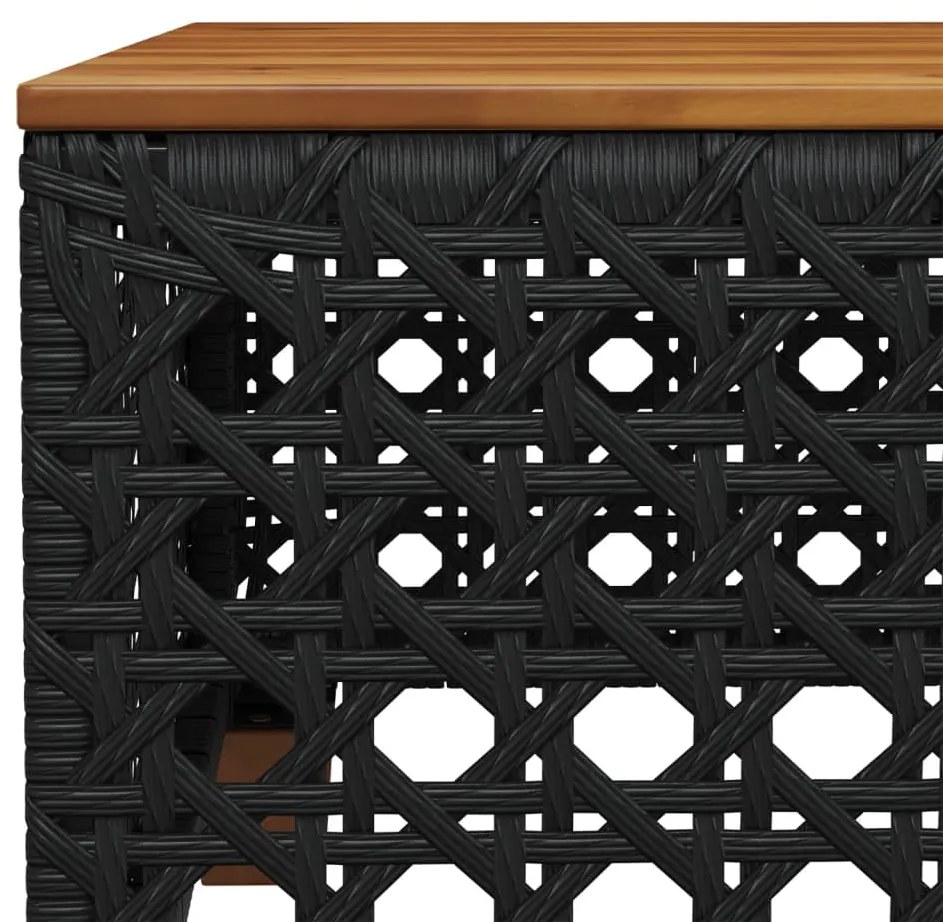 vidaXL Τραπέζι Κήπου Μαύρο 55x55x36 εκ. Συνθετικό Ρατάν/Ξύλο Ακακίας