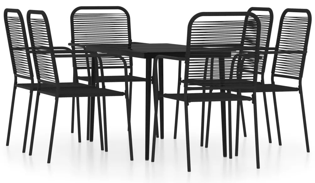 vidaXL Σετ Τραπεζαρίας Κήπου 7 Τεμαχίων Μαύρο