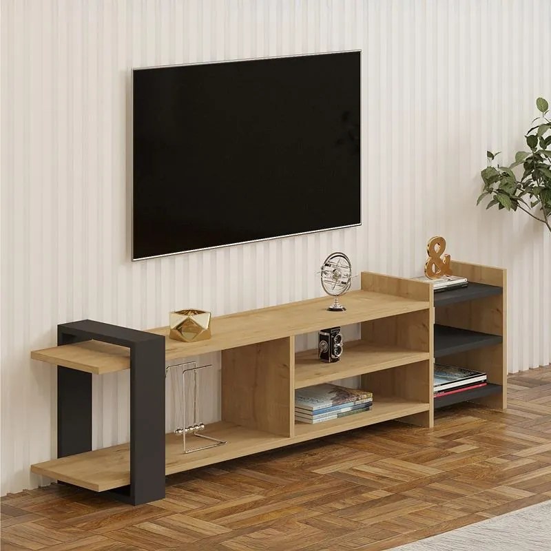 Έπιπλο τηλεόρασης Rinia oak - ανθρακί 153,60x26x40 εκ. 153.6x26x40 εκ.
