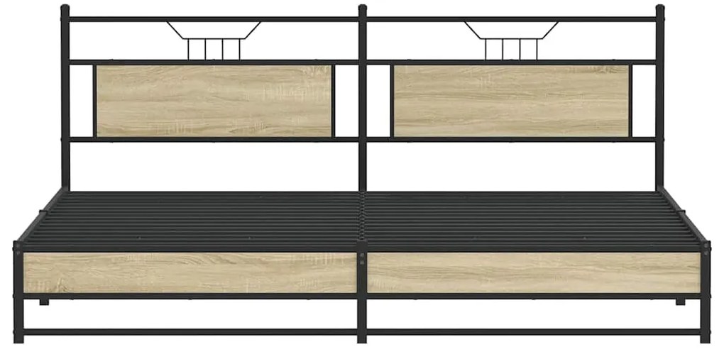 vidaXL Σκελετός Κρεβ. Χωρίς Στρώμα Sonoma Δρυς 200x200 εκ. Μεταλλικό