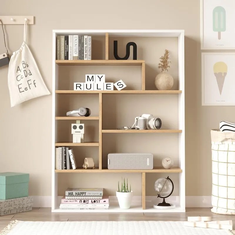 Βιβλιοθήκη Decora φυσικό - λευκό  90x22x123,6 εκ. 90x22x123.6 εκ.