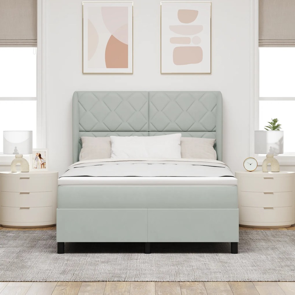 vidaXL Κρεβάτι με Στρώμα Light Grey 160x200 εκ. Βελούδο