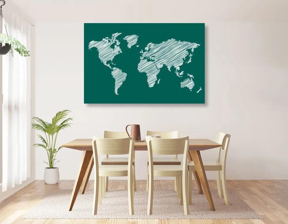 Εικόνα στον παγκόσμιο χάρτη που εκκολάπτεται από φελλό σε πράσινο φόντο - 120x80  smiley
