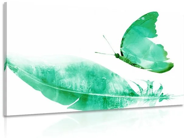 Φτερό εικόνας με πεταλούδα σε πράσινο σχέδιο - 120x80