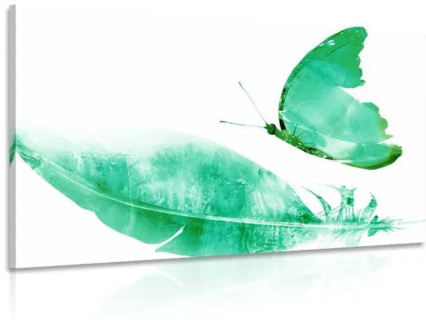 Φτερό εικόνας με πεταλούδα σε πράσινο σχέδιο